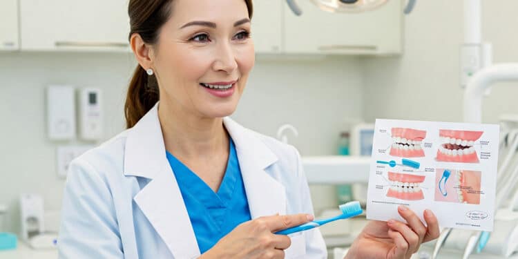 Dentiste qui donne des conseils sur les dents